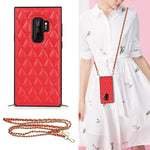 Elegante custodia antiurto in pelle microfibra con motivo rombico + TPU con tracolla a catena, For Samsung Galaxy A90 5G, For Samsung Galaxy Note10+, For Samsung Galaxy Note20 Ultra, For Samsung Galaxy S9+