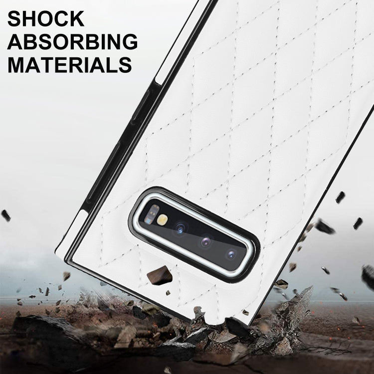 Elegante custodia antiurto in pelle microfibra con motivo rombico + TPU con tracolla a catena, For Samsung Galaxy S10, For Samsung Galaxy S10+, For Samsung Galaxy S10e, For Samsung Galaxy S20 Ultra