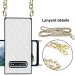 Elegante custodia antiurto in pelle microfibra con motivo rombico + TPU con tracolla a catena, For Samsung Galaxy S10, For Samsung Galaxy S10+, For Samsung Galaxy S10e, For Samsung Galaxy S20 Ultra