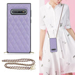 Elegante custodia antiurto in pelle microfibra con motivo rombico + TPU con tracolla a catena, For Samsung Galaxy S10, For Samsung Galaxy S10+, For Samsung Galaxy S10e, For Samsung Galaxy S20 Ultra