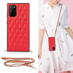 Elegante custodia antiurto in pelle microfibra con motivo rombico + TPU con tracolla a catena, For Samsung Galaxy S20, For Samsung Galaxy S20+, For Samsung Galaxy S21 5G, For Samsung Galaxy S21+ 5G
