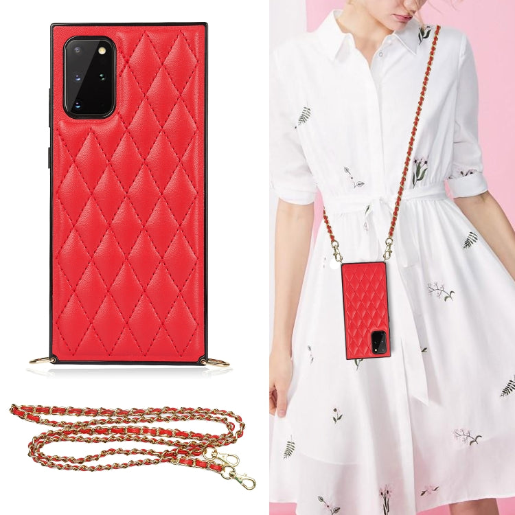 Elegante custodia antiurto in pelle microfibra con motivo rombico + TPU con tracolla a catena, For Samsung Galaxy S20, For Samsung Galaxy S20+, For Samsung Galaxy S21 5G, For Samsung Galaxy S21+ 5G