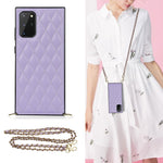 Elegante custodia antiurto in pelle microfibra con motivo rombico + TPU con tracolla a catena, For Samsung Galaxy S20, For Samsung Galaxy S20+, For Samsung Galaxy S21 5G, For Samsung Galaxy S21+ 5G