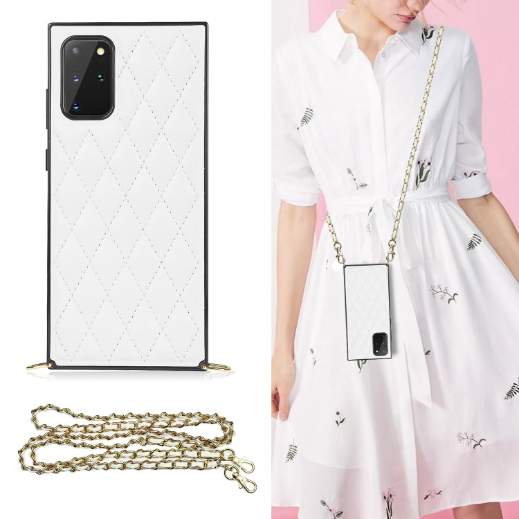 Elegante custodia antiurto in pelle microfibra con motivo rombico + TPU con tracolla a catena, For Samsung Galaxy S20, For Samsung Galaxy S20+, For Samsung Galaxy S21 5G, For Samsung Galaxy S21+ 5G