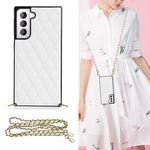 Elegante custodia antiurto in pelle microfibra con motivo rombico + TPU con tracolla a catena, For Samsung Galaxy S20, For Samsung Galaxy S20+, For Samsung Galaxy S21 5G, For Samsung Galaxy S21+ 5G