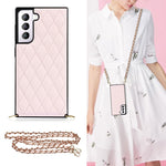 Elegante custodia antiurto in pelle microfibra con motivo rombico + TPU con tracolla a catena, For Samsung Galaxy S20, For Samsung Galaxy S20+, For Samsung Galaxy S21 5G, For Samsung Galaxy S21+ 5G