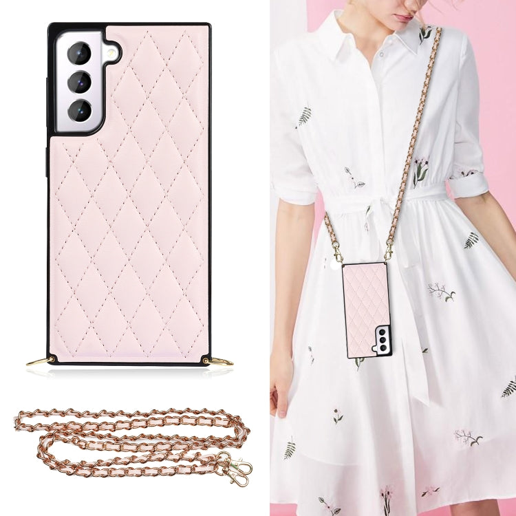 Elegante custodia antiurto in pelle microfibra con motivo rombico + TPU con tracolla a catena, For Samsung Galaxy S20, For Samsung Galaxy S20+, For Samsung Galaxy S21 5G, For Samsung Galaxy S21+ 5G