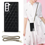 Elegante custodia antiurto in pelle microfibra con motivo rombico + TPU con tracolla a catena, For Samsung Galaxy S20, For Samsung Galaxy S20+, For Samsung Galaxy S21 5G, For Samsung Galaxy S21+ 5G
