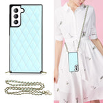 Elegante custodia antiurto in pelle microfibra con motivo rombico + TPU con tracolla a catena, For Samsung Galaxy S20, For Samsung Galaxy S20+, For Samsung Galaxy S21 5G, For Samsung Galaxy S21+ 5G