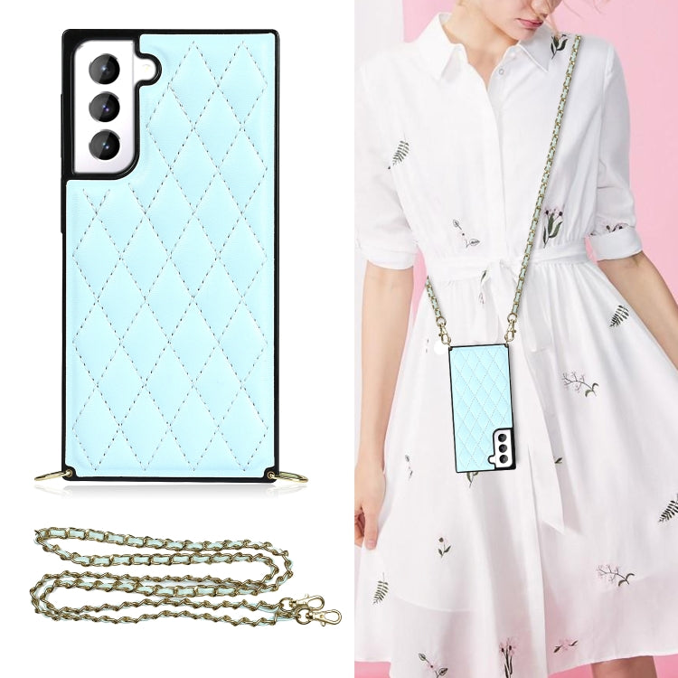 Elegante custodia antiurto in pelle microfibra con motivo rombico + TPU con tracolla a catena, For Samsung Galaxy S20, For Samsung Galaxy S20+, For Samsung Galaxy S21 5G, For Samsung Galaxy S21+ 5G