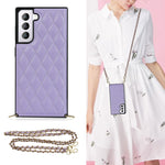 Elegante custodia antiurto in pelle microfibra con motivo rombico + TPU con tracolla a catena, For Samsung Galaxy S20, For Samsung Galaxy S20+, For Samsung Galaxy S21 5G, For Samsung Galaxy S21+ 5G