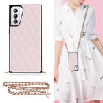 Elegante custodia antiurto in pelle microfibra con motivo rombico + TPU con tracolla a catena, For Samsung Galaxy S20, For Samsung Galaxy S20+, For Samsung Galaxy S21 5G, For Samsung Galaxy S21+ 5G