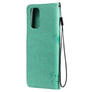 Custodia in pelle sintetica a vibrazione orizzontale con motivo ad albero e gatto con supporto e fessure per carte, portafoglio e cordino, For OPPO A93 5G / A74 5G, For OPPO A94 4G / F19 Pro / Reno 5F