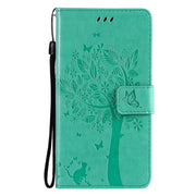 Custodia in pelle sintetica a vibrazione orizzontale con motivo ad albero e gatto con supporto e fessure per carte, portafoglio e cordino, For OPPO Reno5 Pro+ 5G / Find X3 Neo, For OPPO Find X3 / X3 Pro