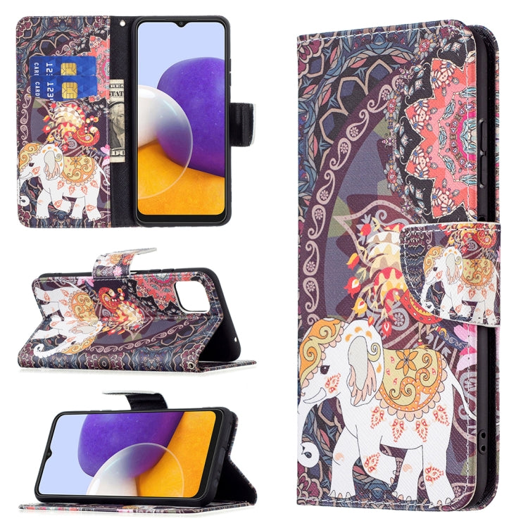 Custodia in pelle flip orizzontale con disegno colorato con supporto, slot per carte e portafoglio, For Samsung Galaxy A22 5G, For Samsung Galaxy A82 5G