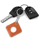 Custodia in pelle PU quadrata per AirTag con anello portachiavi