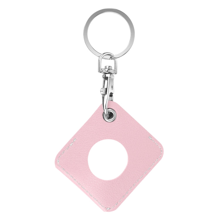 Custodia in pelle PU quadrata per AirTag con anello portachiavi