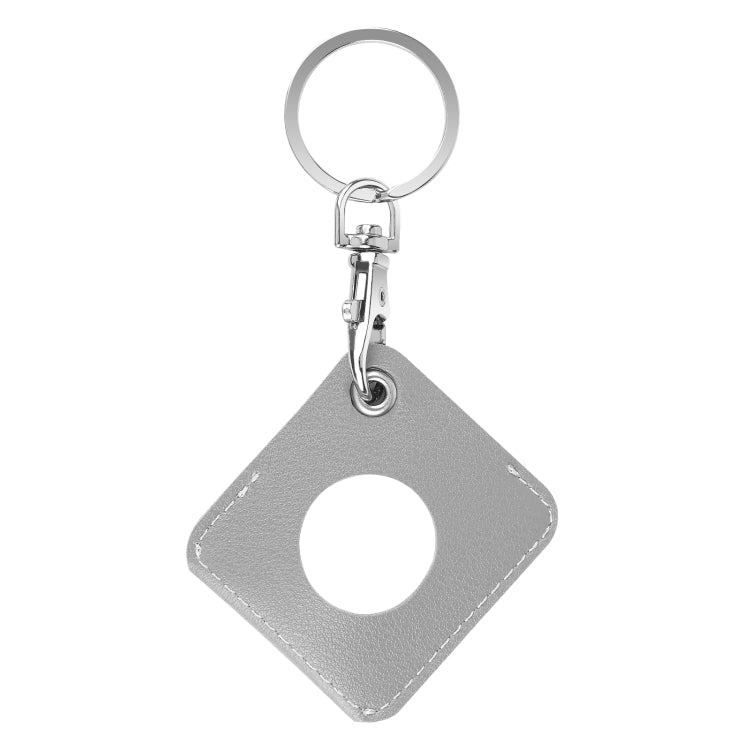 Custodia in pelle PU quadrata per AirTag con anello portachiavi