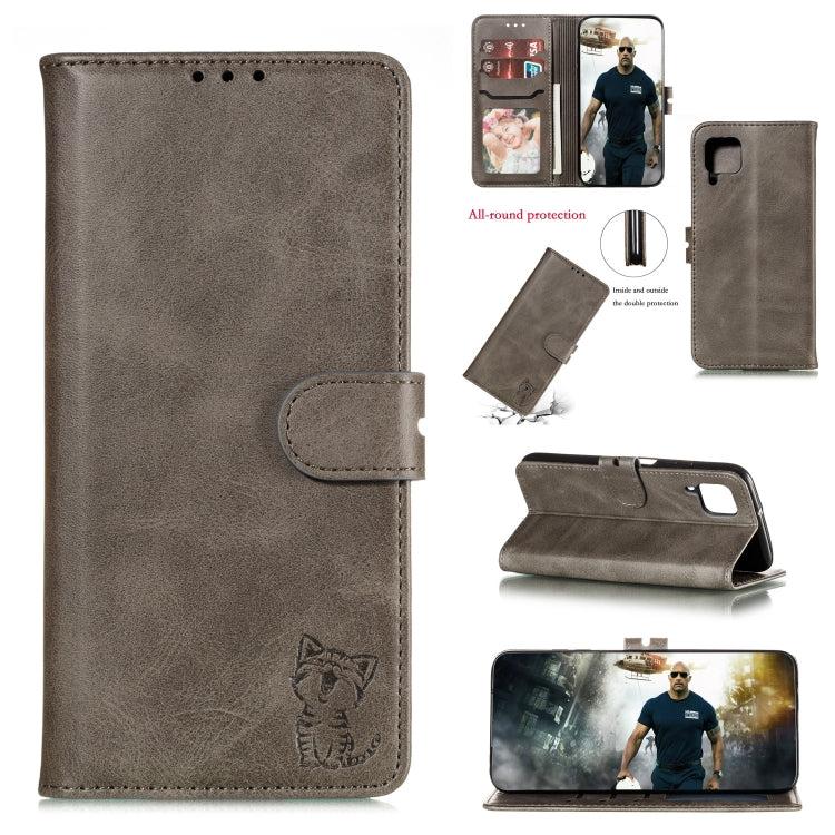 Custodia in pelle a ribalta orizzontale con motivo Happy Cat goffrato con supporto, slot per carte e portafoglio, For Samsung Galaxy S21 FE, For Samsung Galaxy A12, For Samsung Galaxy A22 4G, For Samsung Galaxy A22 5G EU Version