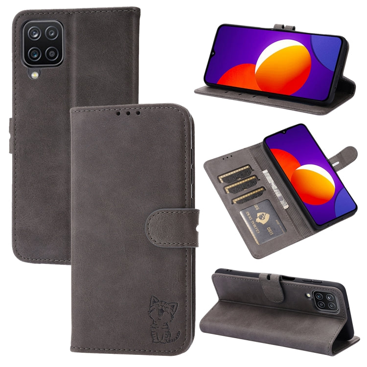 Custodia in pelle a ribalta orizzontale con motivo Happy Cat goffrato con supporto, slot per carte e portafoglio, For Samsung Galaxy S21 FE, For Samsung Galaxy A12, For Samsung Galaxy A22 4G, For Samsung Galaxy A22 5G EU Version