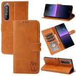 Custodia in pelle a ribalta orizzontale con motivo Happy Cat goffrato con supporto, slot per carte e portafoglio, For Sony Xperia 1 III, For Sony Xperia 5 III, For Sony Xperia 10 III
