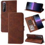 Custodia in pelle a ribalta orizzontale con motivo Happy Cat goffrato con supporto, slot per carte e portafoglio, For Sony Xperia 1 III, For Sony Xperia 5 III, For Sony Xperia 10 III