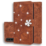 Custodia in pelle goffrata con design a doppia piegatura in vitello con mandala di diamanti con portafoglio, porta carte e fessure per carte, For Huawei Mate 20 Pro, For Huawei Mate 20 Lite /, For Huawei nova 5, For Huawei P Smart 2019                 ...