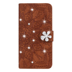 Custodia in pelle goffrata con design a doppia piegatura in vitello con mandala di diamanti con portafoglio, porta carte e fessure per carte, For Huawei Mate 20 Pro, For Huawei Mate 20 Lite /, For Huawei nova 5, For Huawei P Smart 2019                 ...