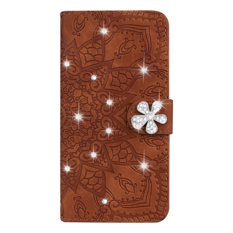 Custodia in pelle goffrata con design a doppia piegatura in vitello con mandala di diamanti con portafoglio, porta carte e fessure per carte, For Huawei Mate 20 Pro, For Huawei Mate 20 Lite /, For Huawei nova 5, For Huawei P Smart 2019                 ...