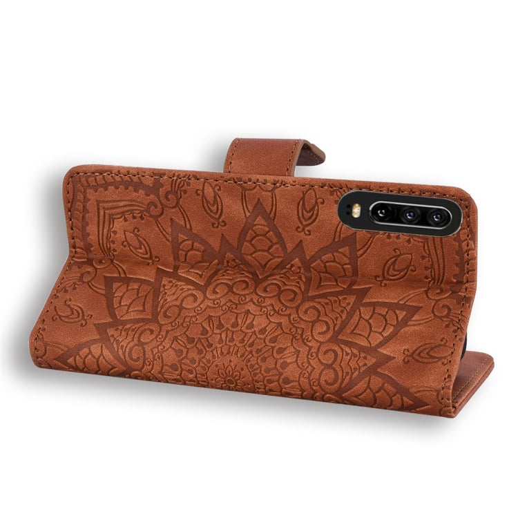 Custodia in pelle goffrata con design a doppia piegatura in vitello con mandala di diamanti con portafoglio, porta carte e fessure per carte, For Huawei Mate 20 Pro, For Huawei Mate 20 Lite /, For Huawei nova 5, For Huawei P Smart 2019                 ...