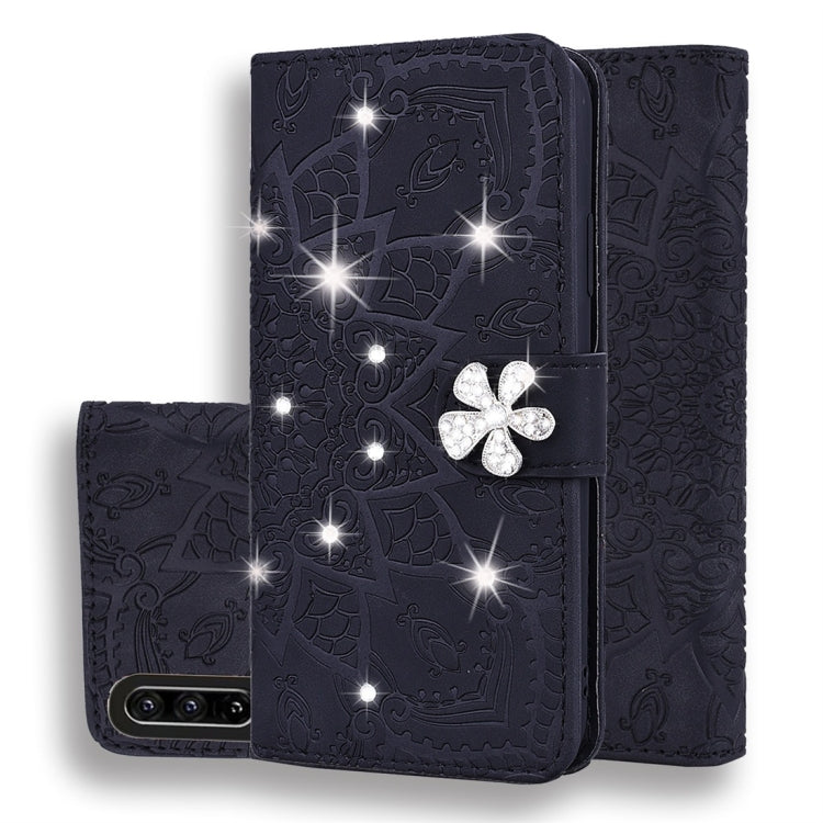 Custodia in pelle goffrata con design a doppia piegatura in vitello con mandala di diamanti con portafoglio, porta carte e fessure per carte, For Huawei Mate 20 Pro, For Huawei Mate 20 Lite /, For Huawei nova 5, For Huawei P Smart 2019                 ...