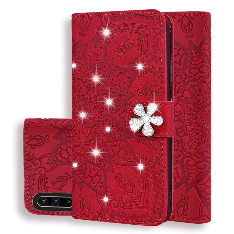 Custodia in pelle goffrata con design a doppia piegatura in vitello con mandala di diamanti con portafoglio, porta carte e fessure per carte, For Huawei Mate 20 Pro, For Huawei Mate 20 Lite /, For Huawei nova 5, For Huawei P Smart 2019                 ...
