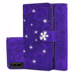 Custodia in pelle goffrata con design a doppia piegatura in vitello con mandala di diamanti con portafoglio, porta carte e fessure per carte, For Huawei Mate 20 Pro, For Huawei Mate 20 Lite /, For Huawei nova 5, For Huawei P Smart 2019                 ...