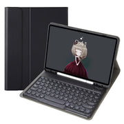 YA11B 2021 Custodia in pelle per tastiera Bluetooth con copritastiera tondo in pelle di agnello staccabile con slot per penna e supporto, For iPad Pro 11 2021 / Air4 / Air5 / Pro 11