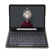 YA11B 2021 Custodia in pelle per tastiera Bluetooth con copritastiera tondo in pelle di agnello staccabile con slot per penna e supporto, For iPad Pro 11 2021 / Air4 / Air5 / Pro 11