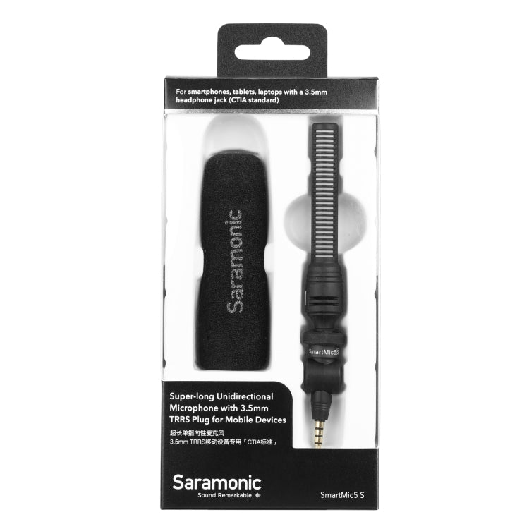 Saramonic SmartMic5S Microfono unidirezionale super lungo per dispositivi mobili TRRS da 3,5 mm, SmartMic5D