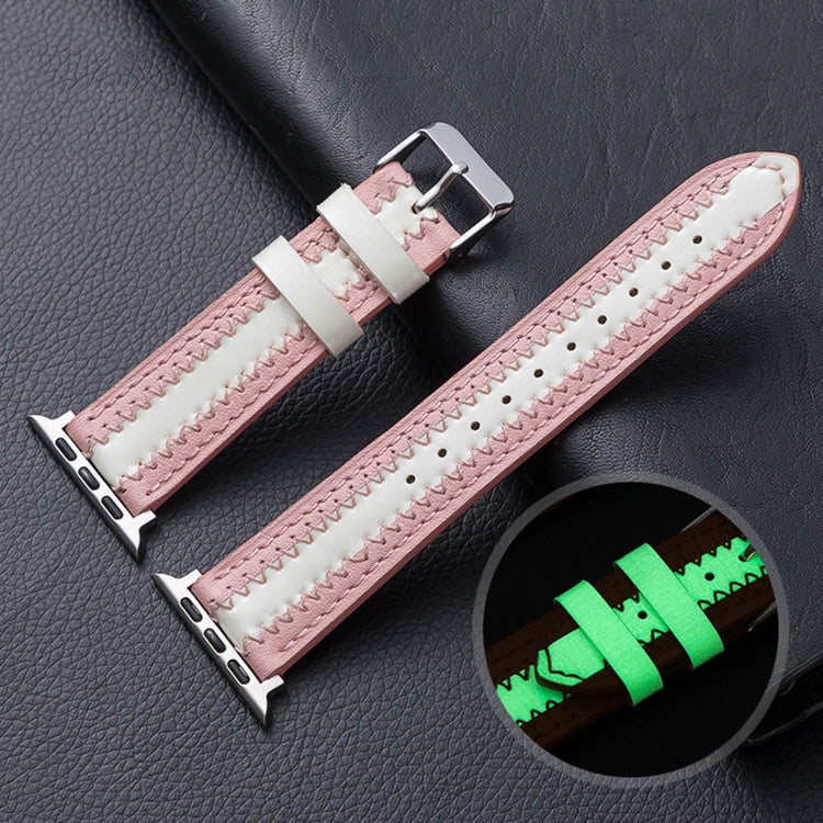 Cinturino di ricambio luminoso in pelle di vacchetta, For Apple Watch Series 7  41mm / & 6 & SE & 5 & 4 40mm, For Apple Watch Series  7  45mm / & 6 & SE & 5 & 4 44mm