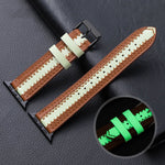 Cinturino di ricambio luminoso in pelle di vacchetta, For Apple Watch Series 7  41mm / & 6 & SE & 5 & 4 40mm, For Apple Watch Series  7  45mm / & 6 & SE & 5 & 4 44mm