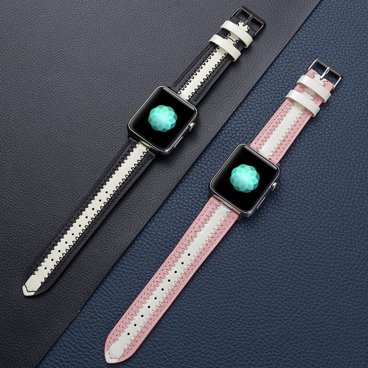 Cinturino di ricambio luminoso in pelle di vacchetta, For Apple Watch Series 7  41mm / & 6 & SE & 5 & 4 40mm, For Apple Watch Series  7  45mm / & 6 & SE & 5 & 4 44mm