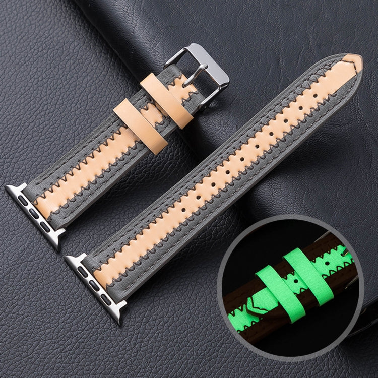 Cinturino di ricambio luminoso in pelle di vacchetta, For Apple Watch Series 7  41mm / & 6 & SE & 5 & 4 40mm, For Apple Watch Series  7  45mm / & 6 & SE & 5 & 4 44mm