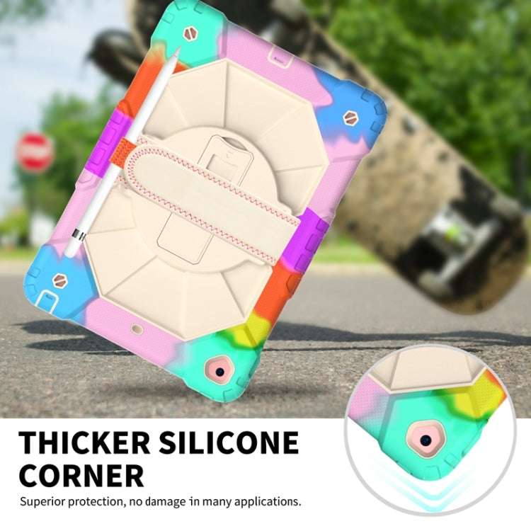 Custodia protettiva in silicone antiurto per robot a colori a contrasto + custodia protettiva per PC con supporto e tracolla, For iPad 10.2 2021 / 2020 / 2019