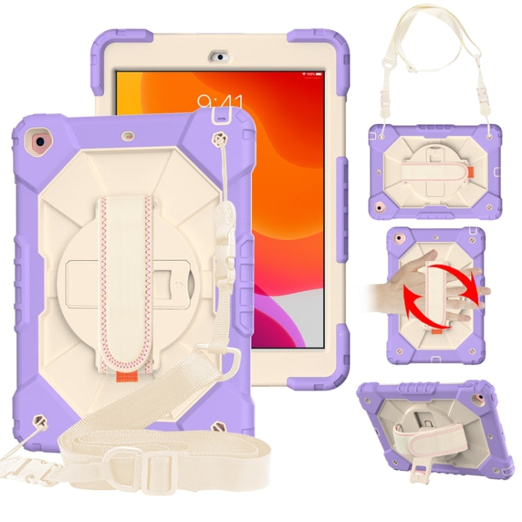 Custodia protettiva in silicone antiurto per robot a colori a contrasto + custodia protettiva per PC con supporto e tracolla, For iPad 10.2 2021 / 2020 / 2019