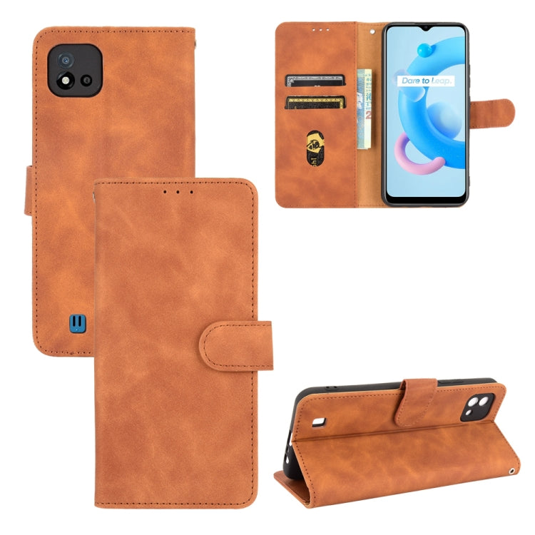 Tinta unita Skin Feel Fibbia magnetica Flip orizzontale Custodia in pelle PU con struttura in vitello con supporto e slot per schede e portafoglio, For OPPO Realme C11 (2021) / Realme C20, For TCL 20 Pro 5G, For TCL 20S, For Tone e21