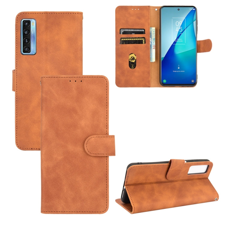 Tinta unita Skin Feel Fibbia magnetica Flip orizzontale Custodia in pelle PU con struttura in vitello con supporto e slot per schede e portafoglio, For OPPO Realme C11 (2021) / Realme C20, For TCL 20 Pro 5G, For TCL 20S, For Tone e21