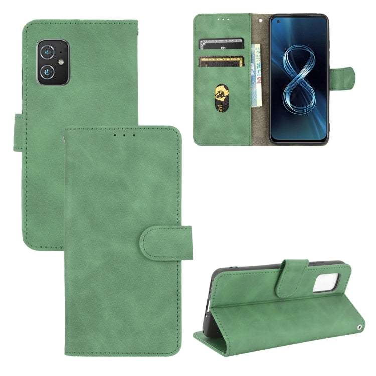 Tinta unita Skin Feel Fibbia magnetica Flip orizzontale Custodia in pelle PU con struttura in vitello con supporto e slot per schede e portafoglio, For Asus Zenfone 8 / ZS590KS (8 Mini)