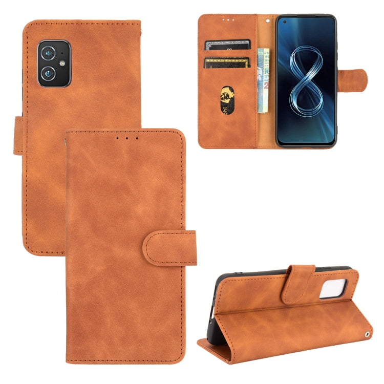 Tinta unita Skin Feel Fibbia magnetica Flip orizzontale Custodia in pelle PU con struttura in vitello con supporto e slot per schede e portafoglio, For Asus Zenfone 8 / ZS590KS (8 Mini)