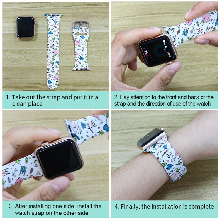Cinturino per orologio di ricambio integrato con stampa in silicone, For Apple Watch Series 3 & 2 & 1 42mm