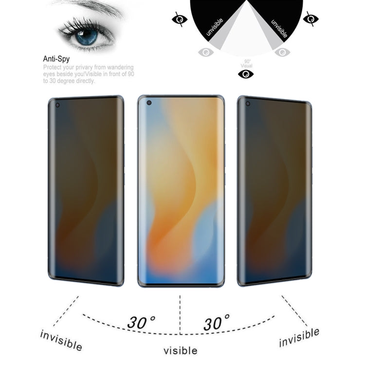 0,3 mm 9H Durezza superficiale 3D Superficie curva Privacy Glass Film, For vivo X50 Pro (1 PCS), For OnePlus 8 Pro (1 PCS), For Meizu 18 Pro / 18s Pro (1 PCS), For Xiaomi Mi 11 (1 PCS), For OPPO Reno5 Pro 5G (1 PCS), For OnePlus 9 Pro (1 PCS)          ...