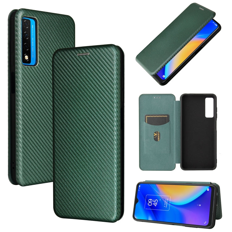Struttura in fibra di carbonio Flip orizzontale magnetico Custodia in pelle TPU + PC + PU con slot per schede, For TCL 20S, For Asus Zenfone 8 / ZS590KS (8 Mini)