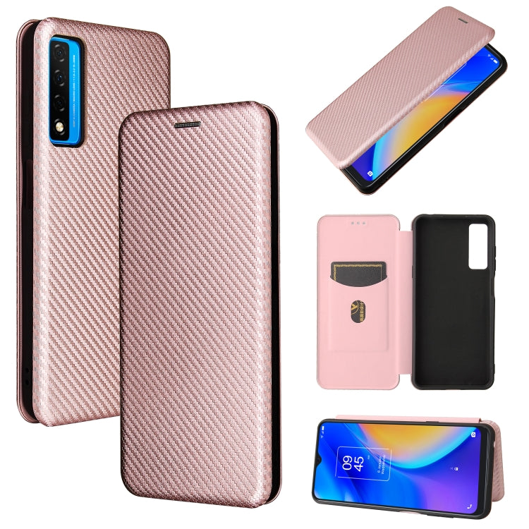Struttura in fibra di carbonio Flip orizzontale magnetico Custodia in pelle TPU + PC + PU con slot per schede, For TCL 20S, For Asus Zenfone 8 / ZS590KS (8 Mini)